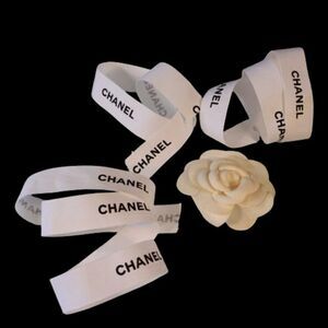 Chanel Ribbons With Camellia Paper Flower Flaws See Description